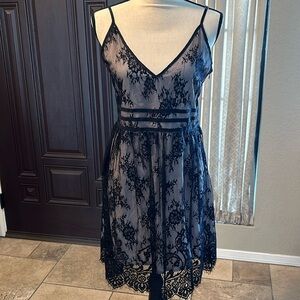Black and Nude Lace Strappy Dress